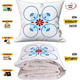 Modern Bordür Desen Tv Battaniyeli Opsiyonel Dekoratif Yastık Kırlent 2 In 1 Battaniye - 115 x 170 cm - Renkli