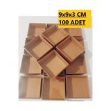 Modern Box 100 Adet 9X9X3 cm Asetat Kapaklı Kraft Kutu Düğün Nişan Kına Hediyelik Kutu