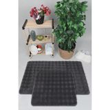 Modern Bubble Yıkanabilir Kaymaz Peluş Banyo Paspası Halısı 2li Klozet Takımı 50X80-50X40CM A - Çok Renkli