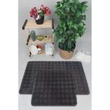 Modern Bubble Yıkanabilir Kaymaz Peluş Banyo Paspası Halısı 2Li Klozet Takımı 50X80-50X40cm Antrasit