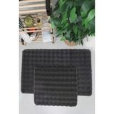 Modern Bubble Yıkanabilir Kaymaz Peluş Banyo Paspası Halısı 2Li Klozet Takımı 60X100-50X60cm Antrasit