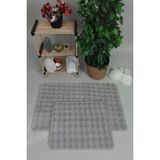 Modern Bubble Yıkanabilir Kaymaz Peluş Banyo Paspası Halısı 2'Li Klozet Takımı 60X100-50X60cm Gri