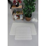 Modern Bubble Yıkanabilir Kaymaz Peluş Banyo Paspası Halısı 2'Li Klozet Takımı 60X100-50X60cm Krem