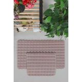 Modern Bubble Yıkanabilir Kaymaz Peluş Banyo Paspası Halısı 2'Li Klozet Takımı 60X100-50X60cm Pembe