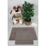 Modern Bubble Yıkanabilir Kaymaz Peluş Banyo Paspası Halısı 2'Li Klozet Takımı 60X100-50X60cm Vizon