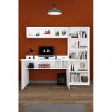 Modern Çalışma Masası Seti %100 Mdf Bilgisayar Ders Ofis Masası Kitaplık Çmt001 Beyaz