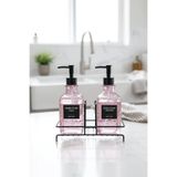 Modern Cam Ikili Sıvı Sabunluk & Deterjanlık Seti- 500 Ml Cam Sabunluk, Metal Stand'lı