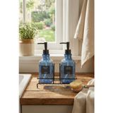 Modern Cam Sıvı Sabunluk & Deterjanlık Seti-500 ml Cam Sabunluk, Metal Stand'lı