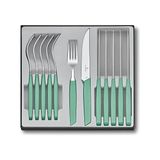 Modern Çatal Bıçak Takımı, 12 Parça, Keskin Biftek/pizza Bıçağı, Sofra Çatalı, Yeşil, Paslanmaz Çelik, Yeşil - Option-1