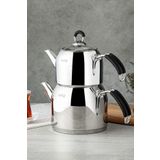 Modern Çaydanlık Takımı Büyük Orta Boy Süzgeçli 5 Yıl Garantili 2 Lt/ 1 Lt