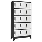 Modern çelik dolap 90 x 40 x 180 cm – antrasit ve beyaz kilitlenebilir kapı, havalandırma delikleri, ofis ve ev organizasyonu için dayanıklı metal depolama çözümü