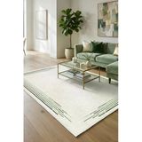 Modern Çerçeve Desen Baskılı Kaymaz Yıkanabilir Salon Oturma Odası Mutfak Balkon Halısı Yolluk 160 X 230 Cm Yeşil