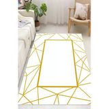 Modern Çerçeveli Makinede Yıkanabilir Leke Tutmaz Kaymaz Oturma Odası Salon Halı Koridor Halı 80 X 150 Cm Beyaz