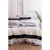 Modern Çizgili Nevresim Takımı Çift Kişilik Çarşafı Lastikli - Kül Grisi - Silver - 200 x 220 cm