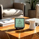 Modern Coffee ve Kalp Motifli Hatıra Obje 10x10 cm | Çalışma masanıza neşe katan aksesuar, ev ve ofis dekorasyonunu tamamlayan özel parça