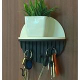Modern Dairesel Duvar Rafı Ve Anahtarlık - Dekoratif Antre Organizer Ve Saksı Standı