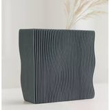 Modern Dalgalı Form Dekoratif Vazo - 3D Tasarım Antrasit Minimalist Masaüstü Obje & Estetik Kuru Çiçek Vazosu