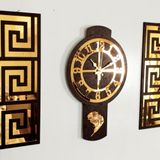 Modern Dekoratif Duvar Saati 3 lü Set Gold Siyah