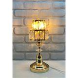 Modern Dekoratif Gold Metal Ayaklı Kristal Kademeli Taşlı Abajur Gold