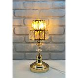 Modern Dekoratif Gold Metal Ayaklı Kristal Taşlı Kristal Konik Şapkalı Abajur Masa Lambası