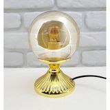 Modern Dekoratif Lake Gold Metal Ayaklı Glob Bal Camlı Abajur Gold