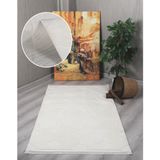 Modern Dekoratif Lara Dokuma Salon Oturma Odası Balkon Mutfak Halısı Koridor Halı Yolluk 9400A Krem 80 x 300