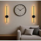Modern Dekoratif LED Duvar Aplik 66 cm Günışığı Siyah 1 Adet (Pilli) / Pilli