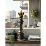 Modern Dekoratif Satranç Şah Biblo Siyah Gold Obje Salon, Ofis, Yatak odası