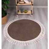 Modern Dekoratif Yuvarlak Puffy Pelus Ponpon Sacakli Salon Oturma Odasi Halisi Vizon
