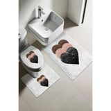 Modern Desenli Dijital Baskı 3’Lü Banyo Paspas Takımı Yıkanabilir Kaymaz Tabanlı Klozet Takımı Klz0001 Renkli 60 X 90