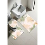 Modern Desenli Dijital Baskı 3’Lü Banyo Paspas Takımı Yıkanabilir Kaymaz Tabanlı Klozet Takımı Klz0006 Renkli 60 X 90