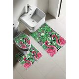 Modern Desenli Dijital Baskı 3’Lü Banyo Paspas Takımı Yıkanabilir Kaymaz Tabanlı Klozet Takımı Klz0008 Renkli 60 X 90