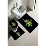 Modern Desenli Dijital Baskı 3’Lü Banyo Paspas Takımı Yıkanabilir Kaymaz Tabanlı Klozet Takımı Klz0009 Renkli 60 X 90