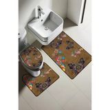 Modern Desenli Dijital Baskı 3’Lü Banyo Paspas Takımı Yıkanabilir Kaymaz Tabanlı Klozet Takımı Klz0010 Renkli 60 X 90
