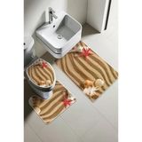 Modern Desenli Dijital Baskı 3’Lü Banyo Paspas Takımı Yıkanabilir Kaymaz Tabanlı Klozet Takımı Klz0011 Renkli 60 X 90