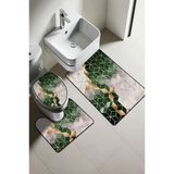 Modern Desenli Dijital Baskı 3’Lü Banyo Paspas Takımı Yıkanabilir Kaymaz Tabanlı Klozet Takımı Klz0013 Renkli 60 X 90