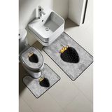 Modern Desenli Dijital Baskı 3’Lü Banyo Paspas Takımı Yıkanabilir Kaymaz Tabanlı Klozet Takımı Klz0017 Renkli 60 X 90