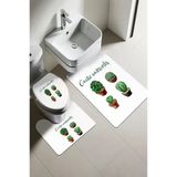 Modern Desenli Dijital Baskı 3’Lü Banyo Paspas Takımı Yıkanabilir Kaymaz Tabanlı Klozet Takımı Klz0019 Renkli 60 X 90