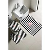 Modern Desenli Dijital Baskı 3’Lü Banyo Paspas Takımı Yıkanabilir Kaymaz Tabanlı Klozet Takımı Klz0021 Renkli 60 X 90