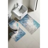 Modern Desenli Dijital Baskı 3’Lü Banyo Paspas Takımı Yıkanabilir Kaymaz Tabanlı Klozet Takımı Klz0023 Renkli 60 X 90