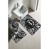 Modern Desenli Dijital Baskı 3’Lü Banyo Paspas Takımı Yıkanabilir Kaymaz Tabanlı Klozet Takımı Klz0034 Renkli 60 X 90