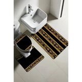 Modern Desenli Dijital Baskı 3’Lü Banyo Paspas Takımı Yıkanabilir Kaymaz Tabanlı Klozet Takımı Klz0038 Renkli 60 X 90
