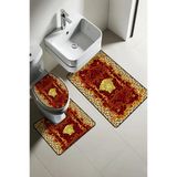 Modern Desenli Dijital Baskı 3’Lü Banyo Paspas Takımı Yıkanabilir Kaymaz Tabanlı Klozet Takımı Klz0042 Renkli 60 X 90