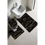 Modern Desenli Dijital Baskı 3’Lü Banyo Paspas Takımı Yıkanabilir Kaymaz Tabanlı Klozet Takımı Klz0050 Renkli 60 X 90