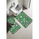 Modern Desenli Dijital Baskı 3’Lü Banyo Paspas Takımı Yıkanabilir Kaymaz Tabanlı Klozet Takımı Klz0051 Renkli 60 X 90