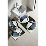 Modern Desenli Dijital Baskı 3’Lü Banyo Paspas Takımı Yıkanabilir Kaymaz Tabanlı Klozet Takımı Klz0054 Renkli 60 X 90