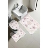 Modern Desenli Dijital Baskı 3’Lü Banyo Paspas Takımı Yıkanabilir Kaymaz Tabanlı Klozet Takımı Klz0056 Renkli 60 X 90
