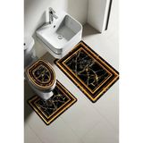 Modern Desenli Dijital Baskı 3’Lü Banyo Paspas Takımı Yıkanabilir Kaymaz Tabanlı Klozet Takımı Klz0058 Renkli 60 X 90
