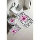 Modern Desenli Dijital Baskı 3’Lü Banyo Paspas Takımı Yıkanabilir Kaymaz Tabanlı Klozet Takımı Klz0060 Renkli 60 X 90