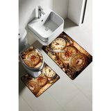 Modern Desenli Dijital Baskı 3’Lü Banyo Paspas Takımı Yıkanabilir Kaymaz Tabanlı Klozet Takımı Klz0063 Renkli 60 X 90